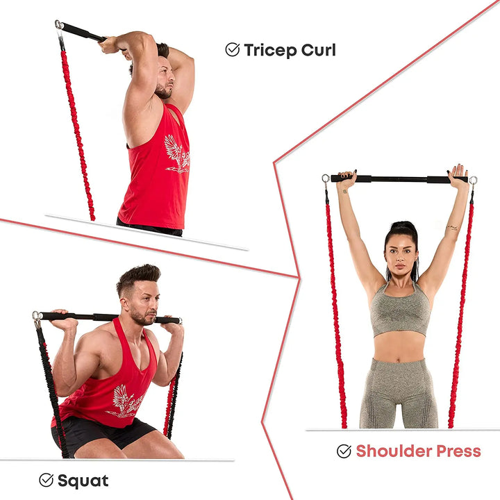 Workout Bar Fitness Resistance Bands Set