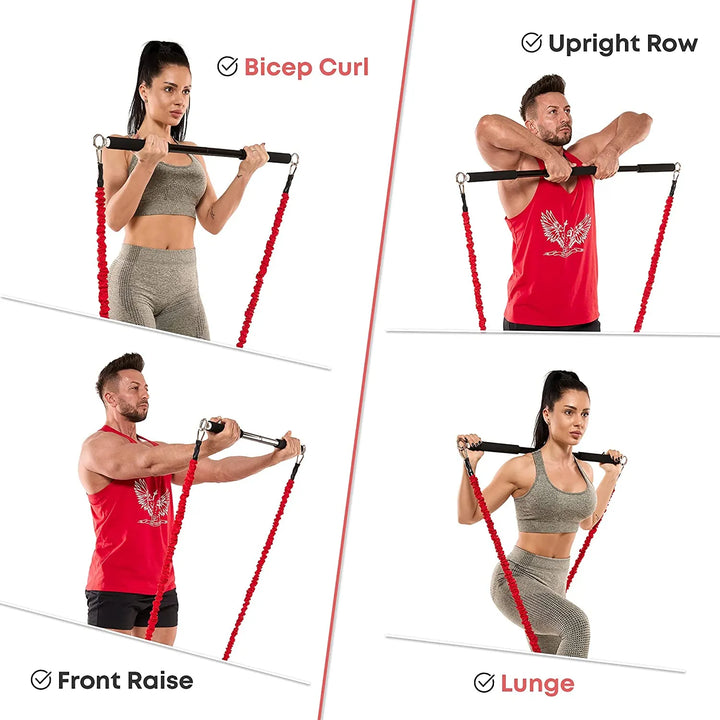 Workout Bar Fitness Resistance Bands Set