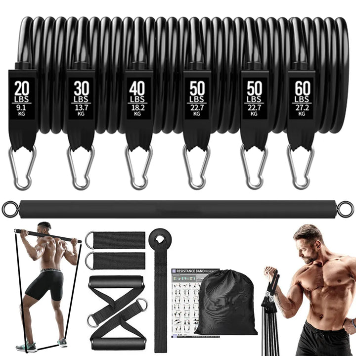 Workout Bar Fitness Resistance Bands Set